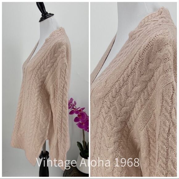 Cloth Brand Womens Pink Cable Knit V Neck Sweater Small - Picture 7 of 8